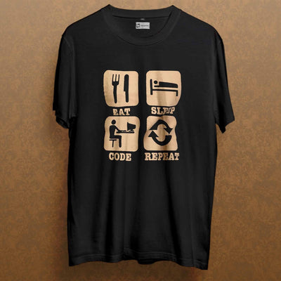 Coder Round Neck Sleeve Unisex T-Shirt - Haanum