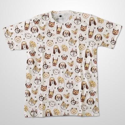 Dog Sketch Pattern Full Print Half Sleeve Unisex T-Shirt - Haanum