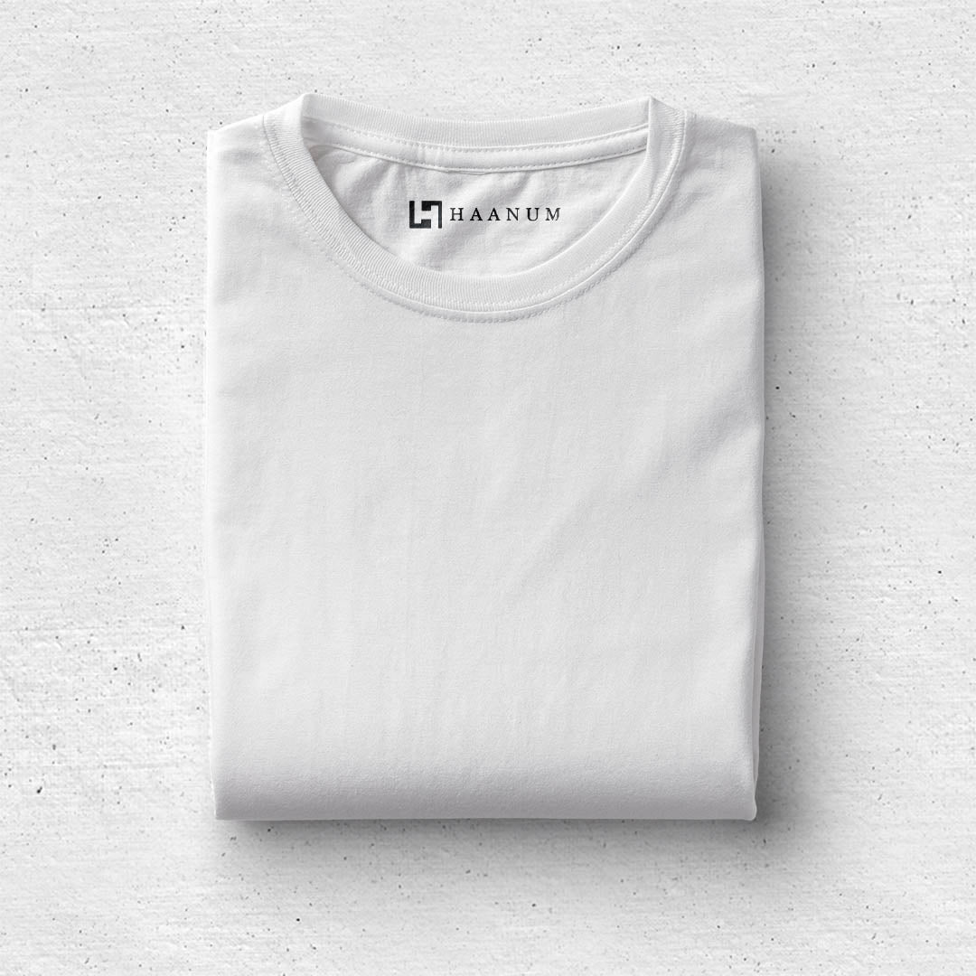White Round Neck Half Sleeve Unisex T-shirt - Haanum